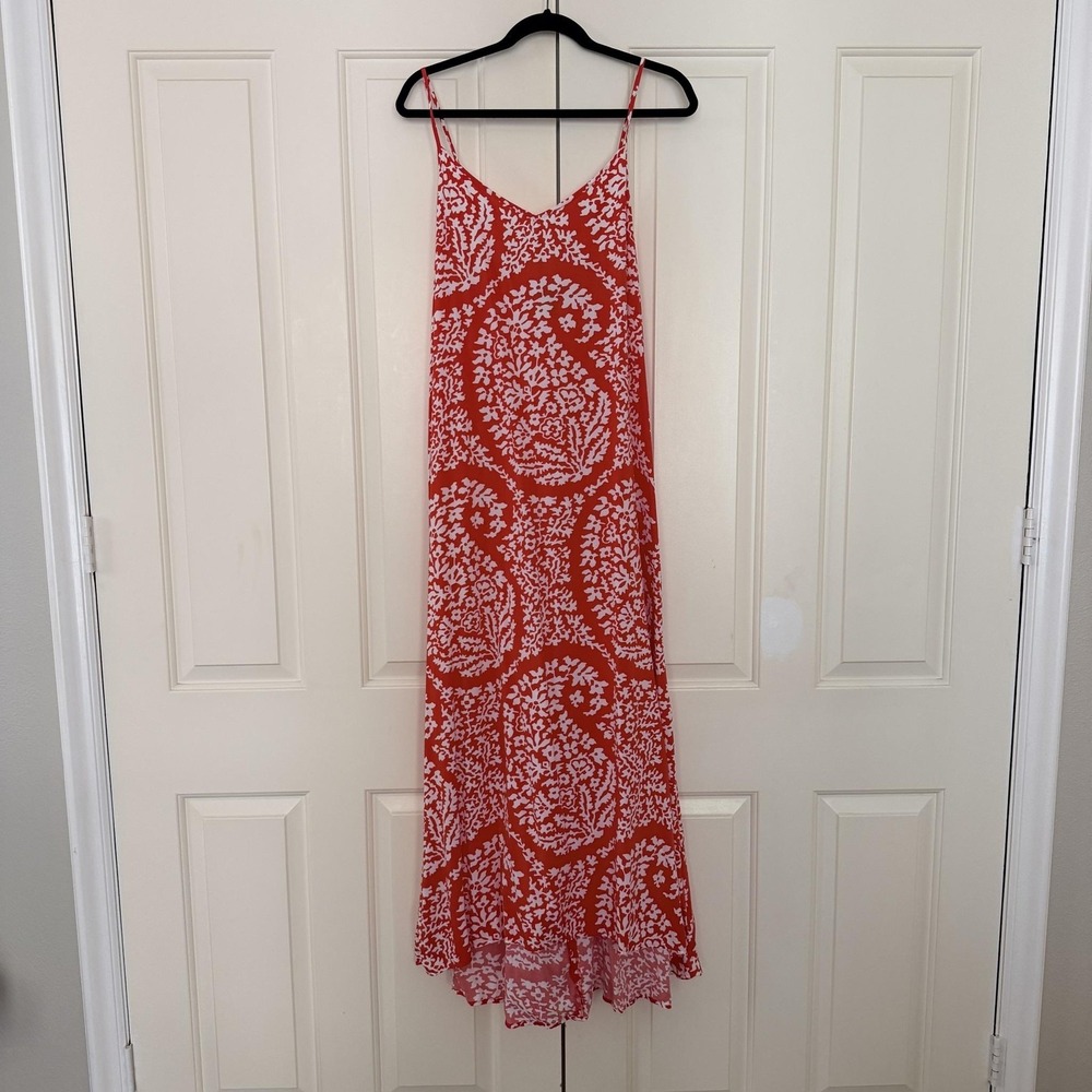 Gap Dress Womens Large Red Floral Maxi Spaghetti Strap Sundress Boho Summer